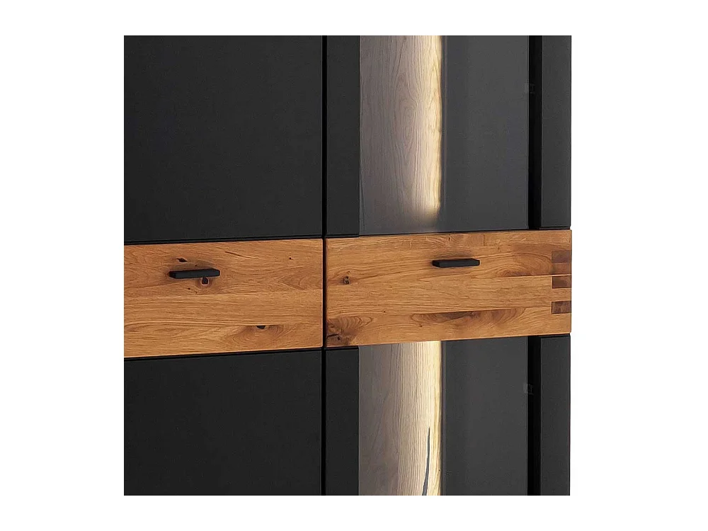 Modernes Highboard mit Glastür in Schwarzgrau Wildeichefarben