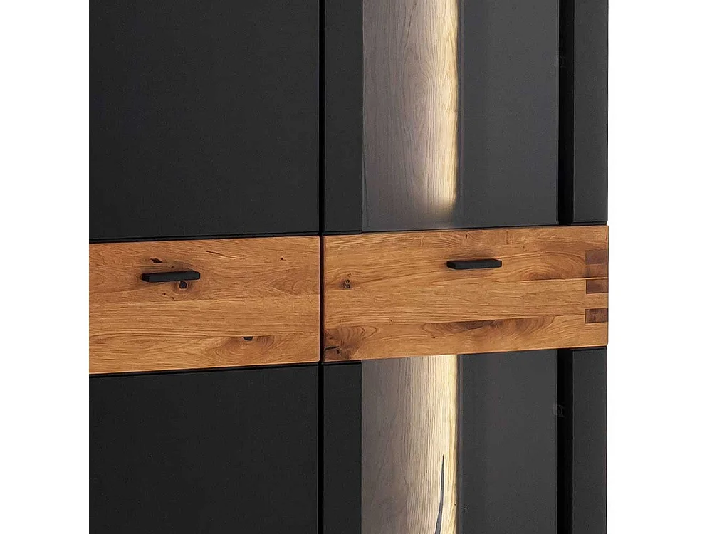 Modernes Highboard mit Glastür in Schwarzgrau Wildeichefarben