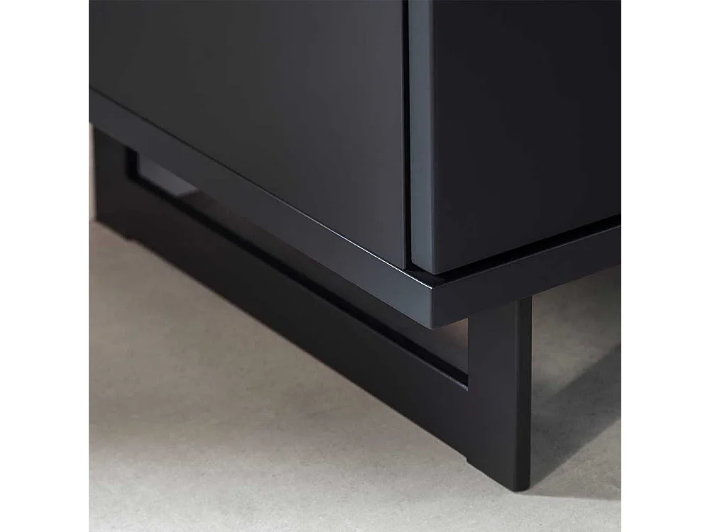 Modernes Highboard mit Glastür in Schwarzgrau Wildeichefarben
