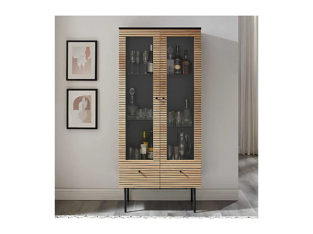 Esszimmervitrinenschrank im Skandi Design 179 cm hoch - 79 cm breit