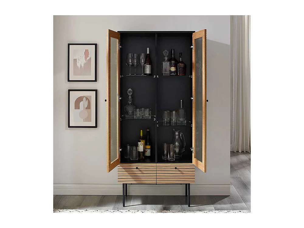 Esszimmervitrinenschrank im Skandi Design 179 cm hoch - 79 cm breit