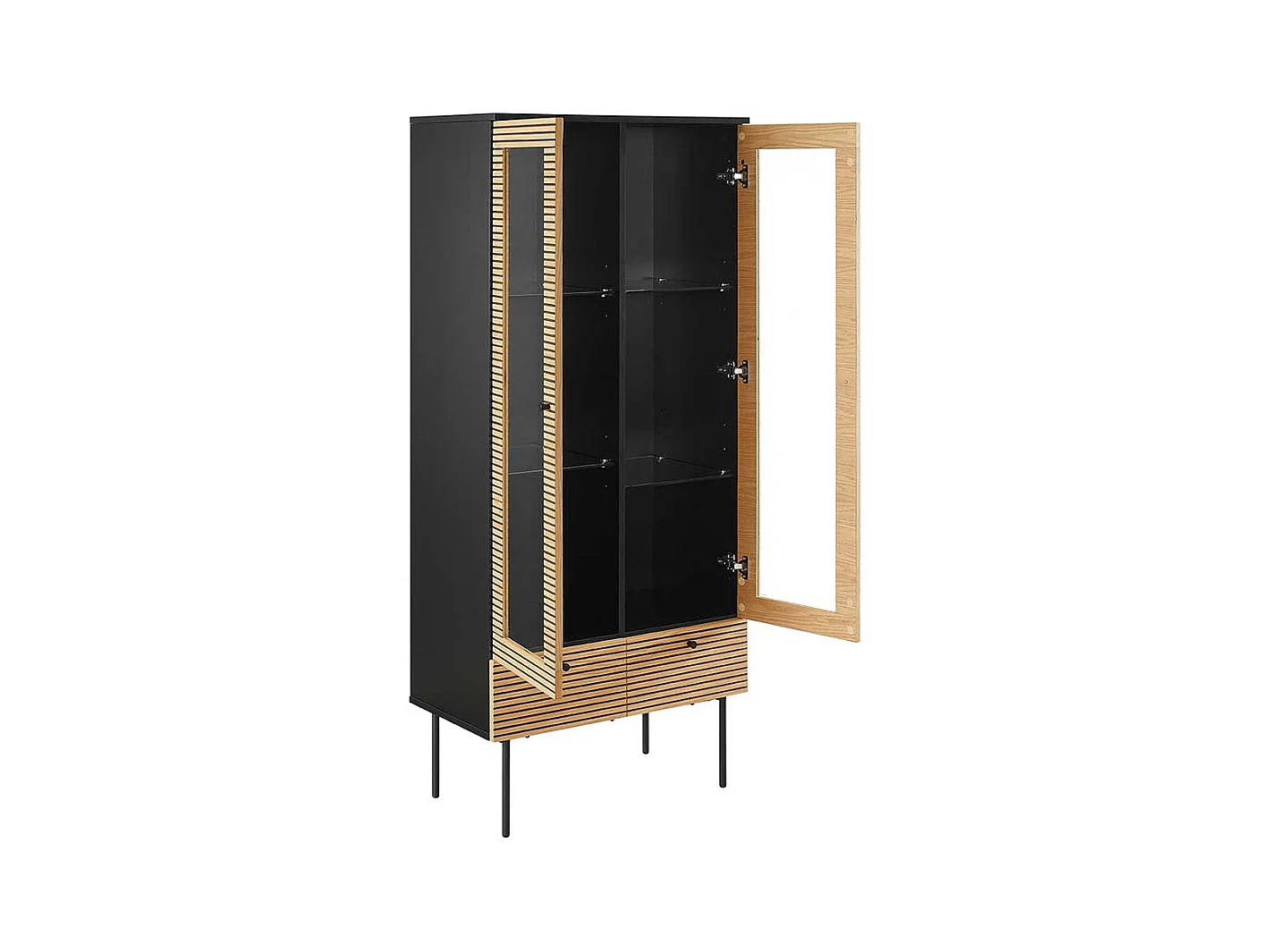 Esszimmervitrinenschrank im Skandi Design 179 cm hoch - 79 cm breit