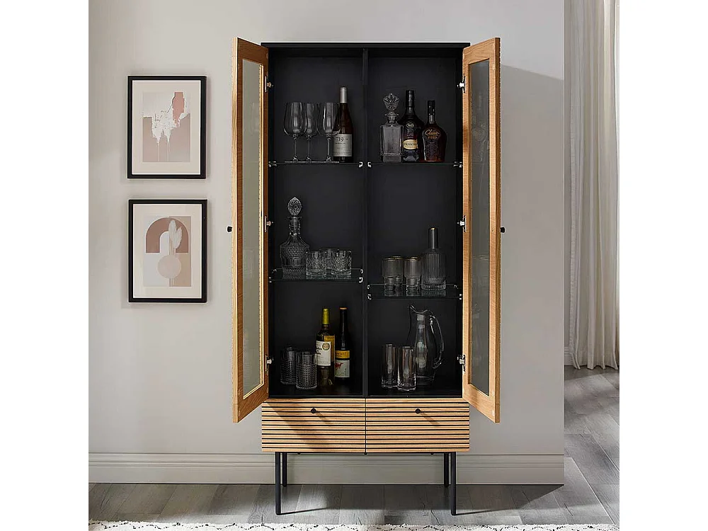 Esszimmervitrinenschrank im Skandi Design 179 cm hoch - 79 cm breit