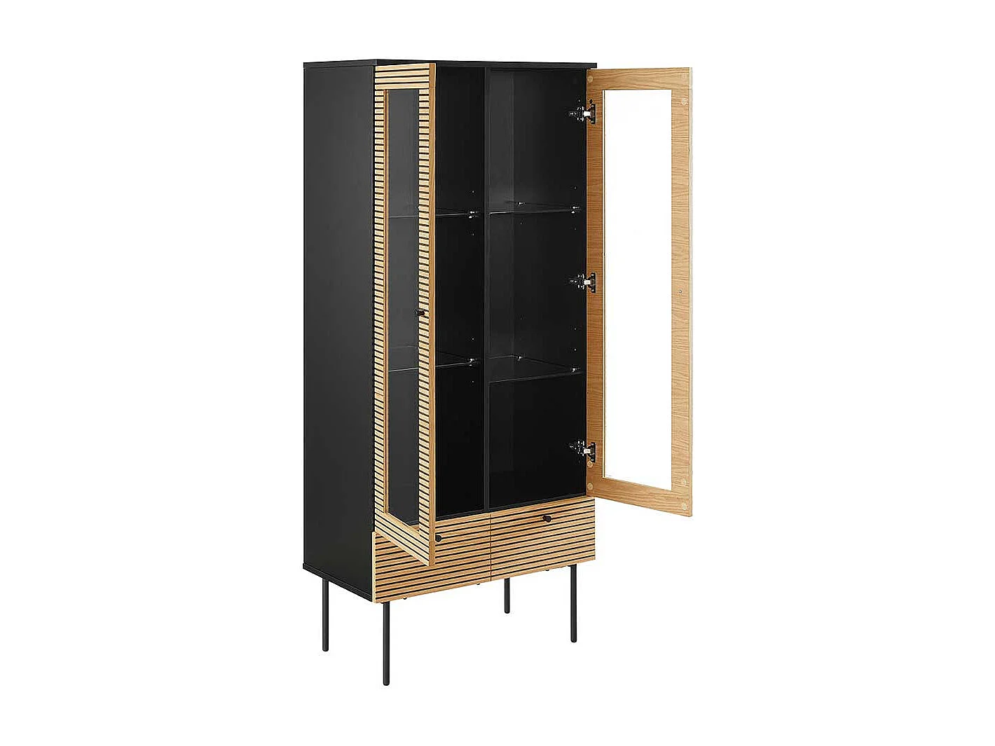 Esszimmervitrinenschrank im Skandi Design 179 cm hoch - 79 cm breit