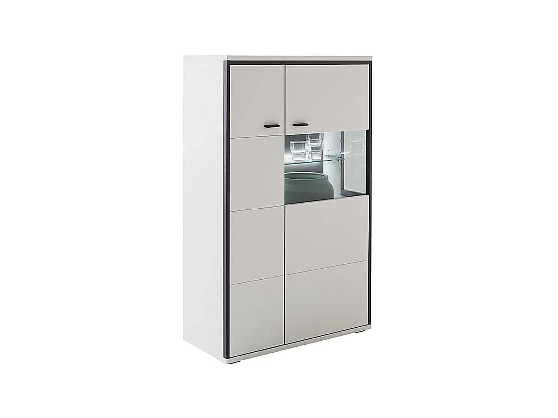 Esszimmer Highboard weiss und Schwarzgrau 136 cm hoch - 84 cm breit