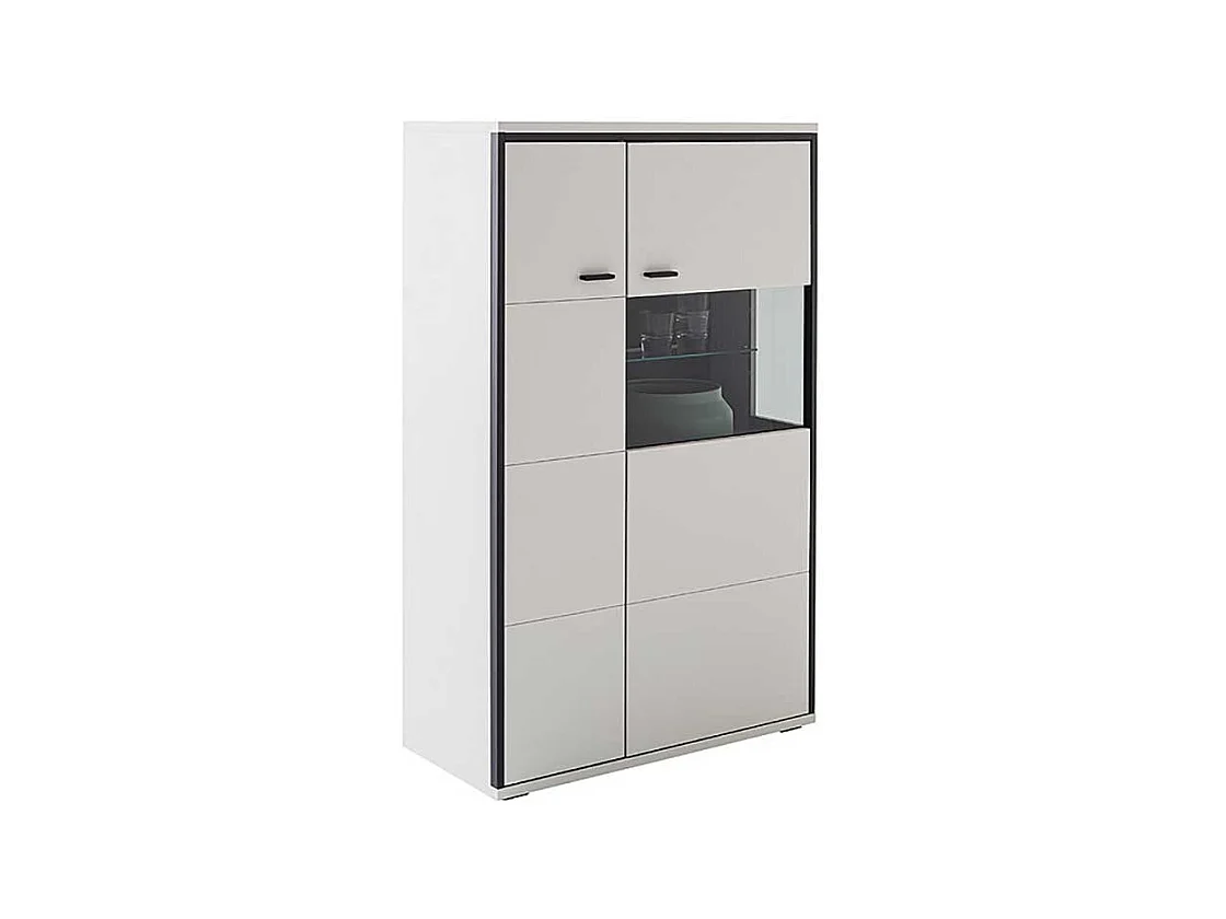 Esszimmer Highboard weiss und Schwarzgrau 136 cm hoch - 84 cm breit
