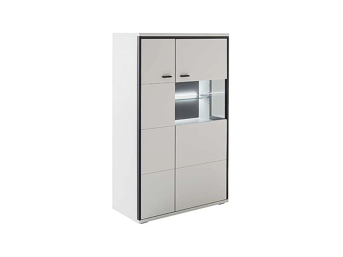 Esszimmer Highboard weiss und Schwarzgrau 136 cm hoch - 84 cm breit