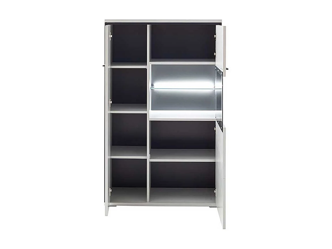 Esszimmer Highboard weiss und Schwarzgrau 136 cm hoch - 84 cm breit