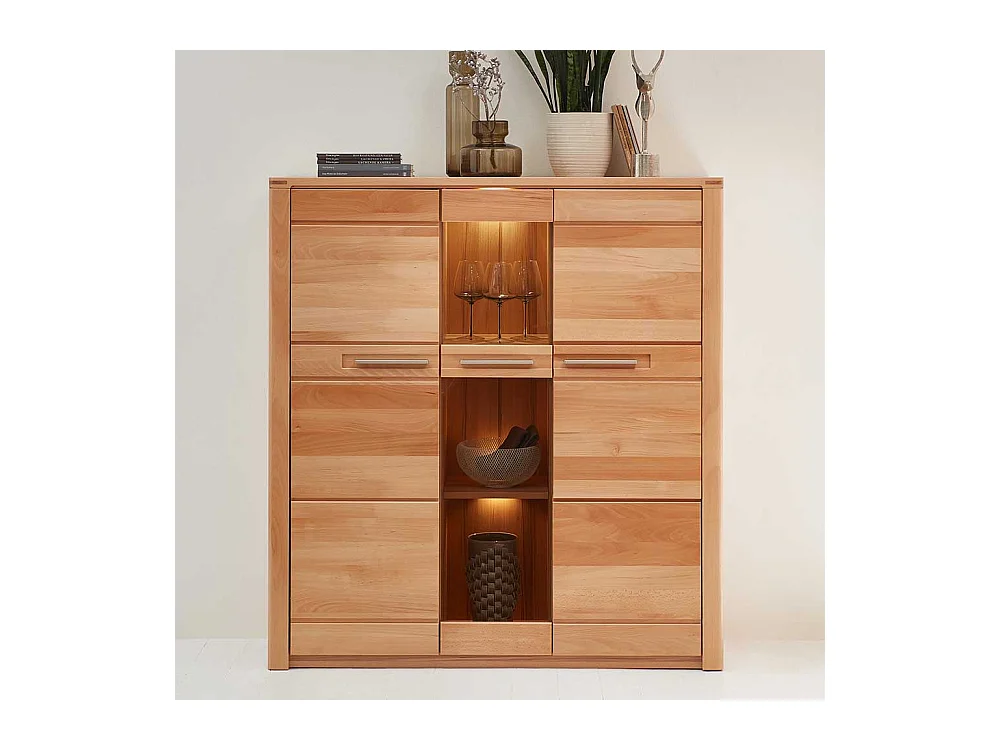Wohnzimmer Highboard Kernbuche teilmassiv LED Beleuchtung