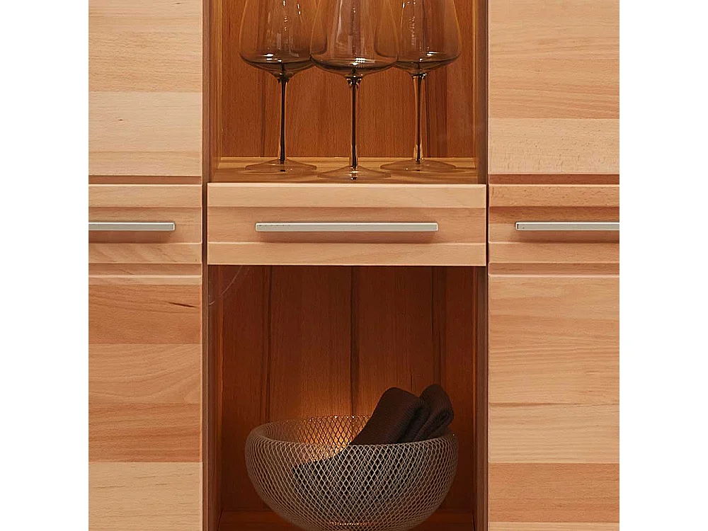 Wohnzimmer Highboard Kernbuche teilmassiv LED Beleuchtung