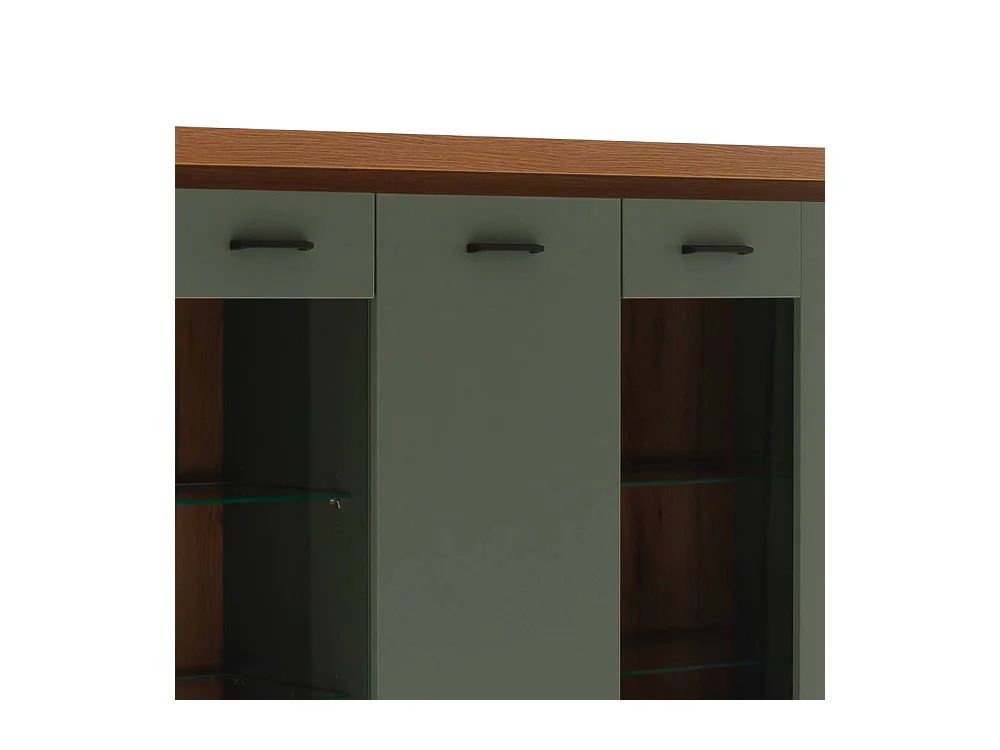 Highboard Wohnzimmerschrank mit LED Beleuchtung in Graugrün