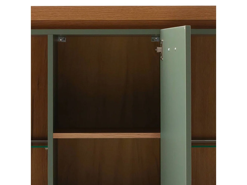 Highboard Wohnzimmerschrank mit LED Beleuchtung in Graugrün