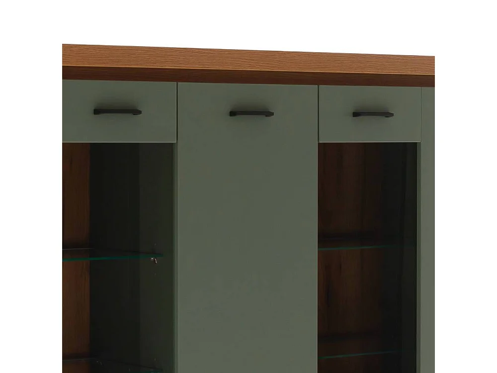 Highboard Wohnzimmerschrank mit LED Beleuchtung in Graugrün