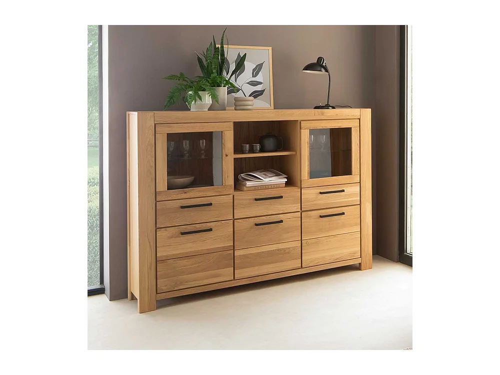 Highboard Anrichte in Wildeichefarben mit Glastüren