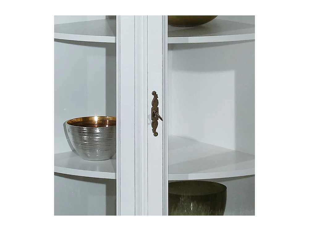 Wohnzimmer Eckvitrinenschrank in Weiß Vintage Look