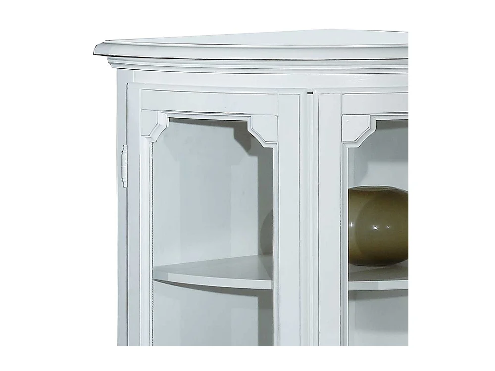 Wohnzimmer Eckvitrinenschrank in Weiß Vintage Look