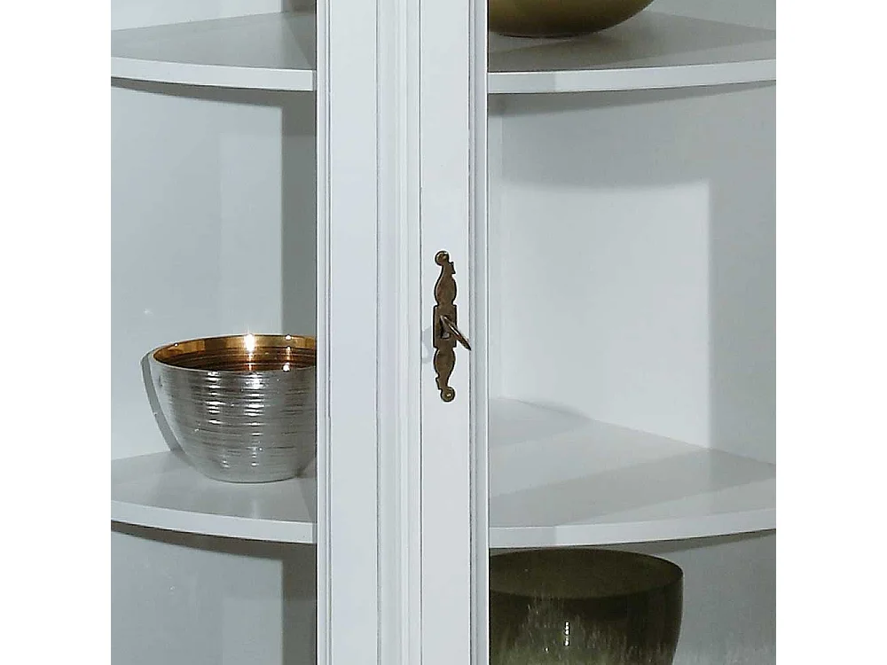Wohnzimmer Eckvitrinenschrank in Weiß Vintage Look