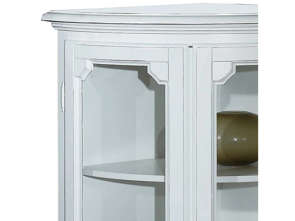Wohnzimmer Eckvitrinenschrank in Weiß Vintage Look