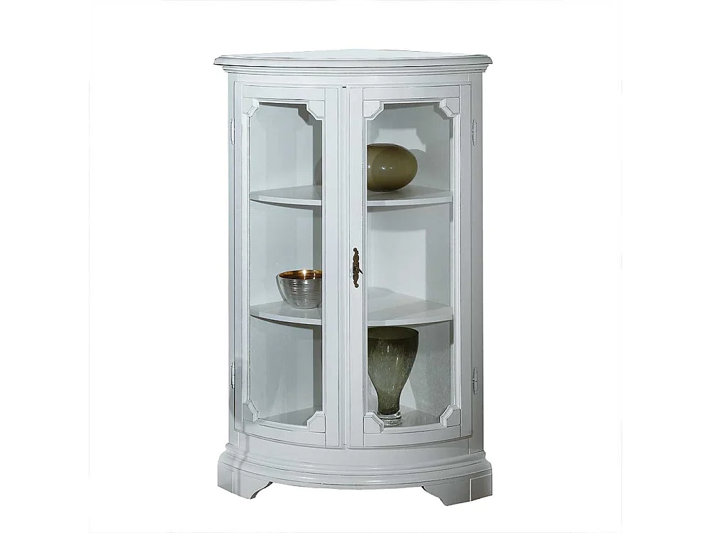 Wohnzimmer Eckvitrinenschrank in Weiß Vintage Look
