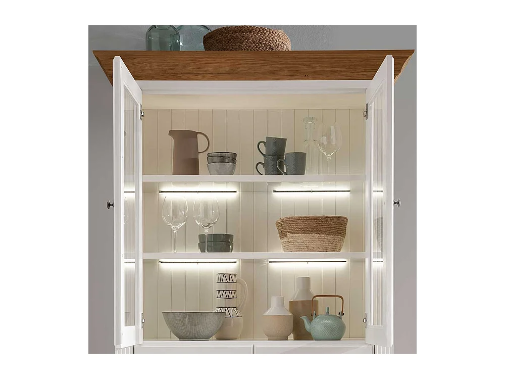 Esszimmervitrinenschrank im Landhausstil Kiefer und Eiche Massivholz