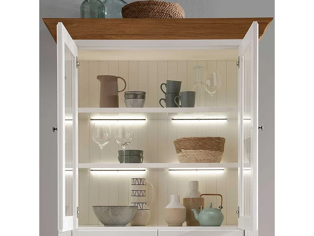 Esszimmervitrinenschrank im Landhausstil Kiefer und Eiche Massivholz