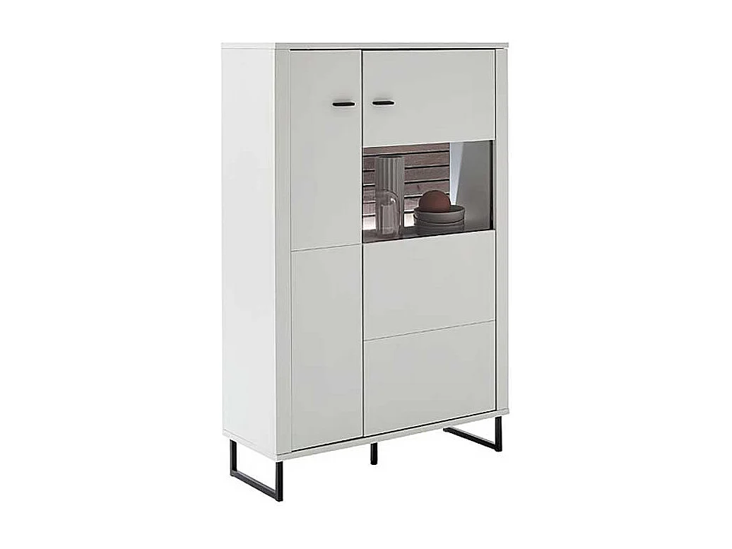 Weißes Highboard modern 100 cm breit Bügelgestell aus Metall