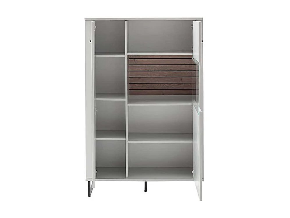 Weißes Highboard modern 100 cm breit Bügelgestell aus Metall
