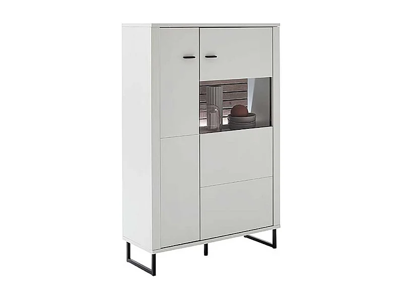 Weißes Highboard modern 100 cm breit Bügelgestell aus Metall