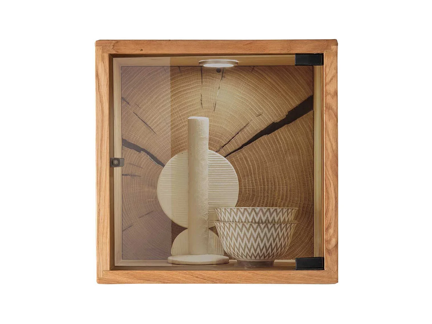 Wandschrank mit Glastür aus Wildeiche Massivholz 34 cm breit