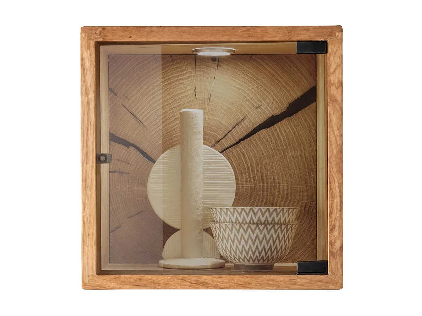 Wandschrank mit Glastür aus Wildeiche Massivholz 34 cm breit