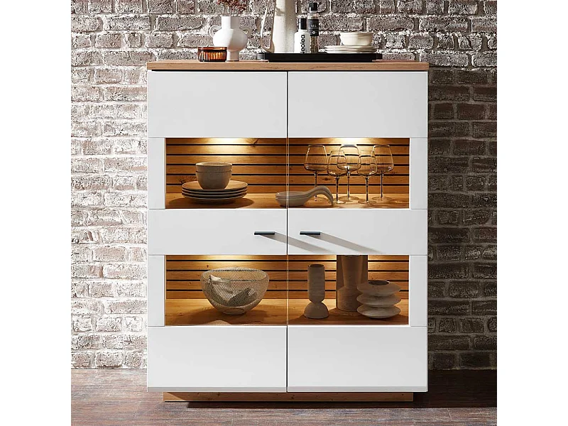 Highbord Wohnzimmer modern 110 cm breit 136 cm hoch