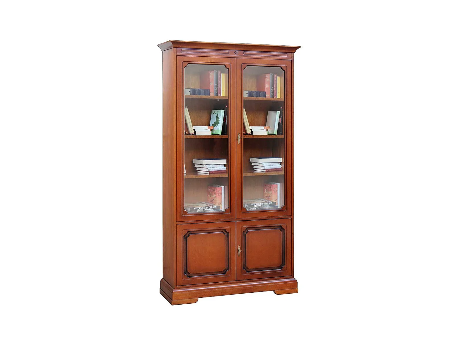 Bücherschrank mit Glastüren im klassischen Stil Nussbaumfarben