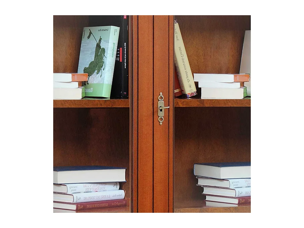 Bücherschrank mit Glastüren im klassischen Stil Nussbaumfarben