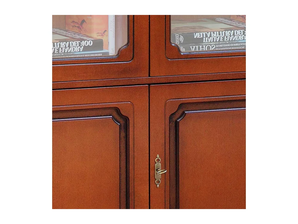 Bücherschrank mit Glastüren im klassischen Stil Nussbaumfarben