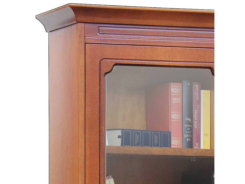 Bücherschrank mit Glastüren im klassischen Stil Nussbaumfarben