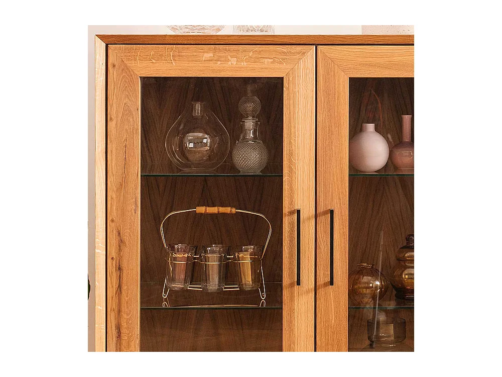 Wohnzimmervitrinenschrank massiv mit 2 Glastüren Skandi Design