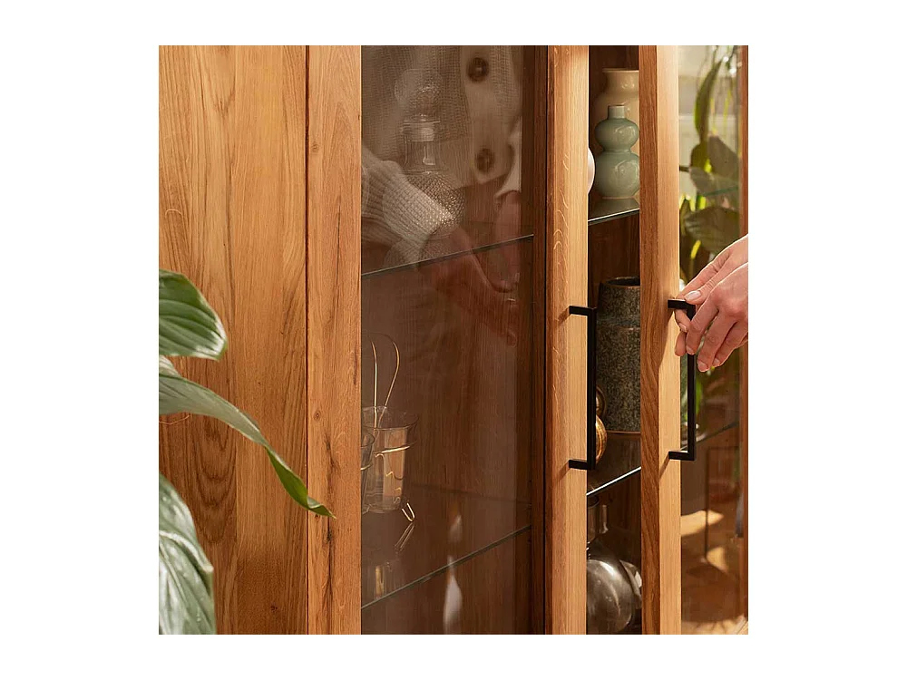 Wohnzimmervitrinenschrank massiv mit 2 Glastüren Skandi Design