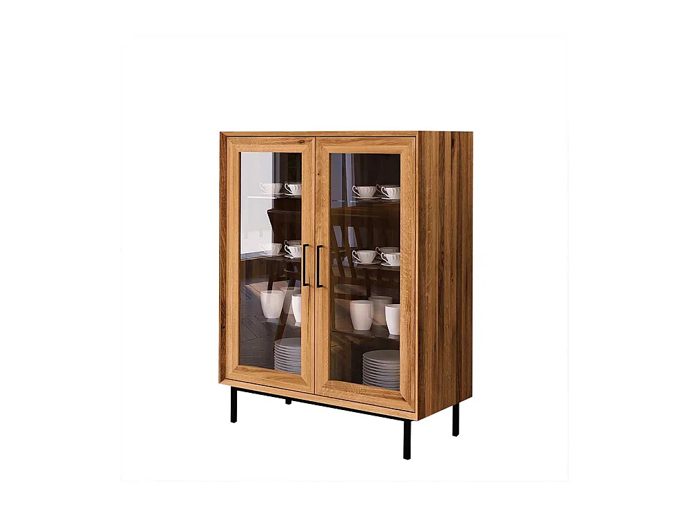 Wohnzimmervitrinenschrank massiv mit 2 Glastüren Skandi Design