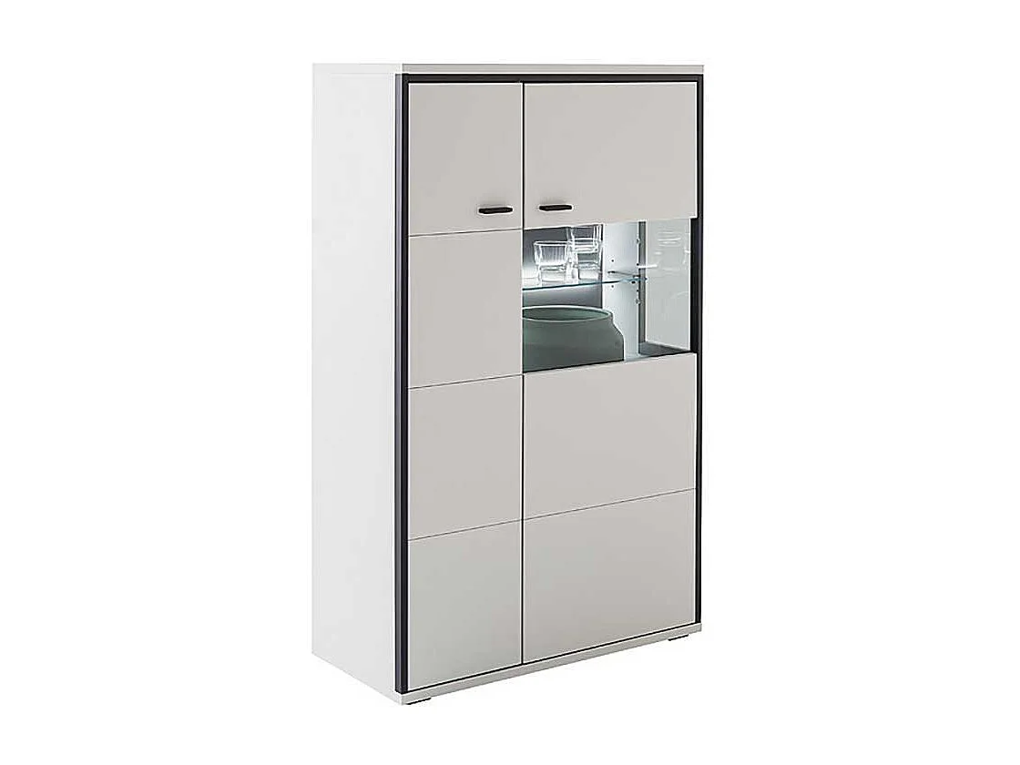 Esszimmer Highboard weiss und Schwarzgrau 136 cm hoch - 84 cm breit