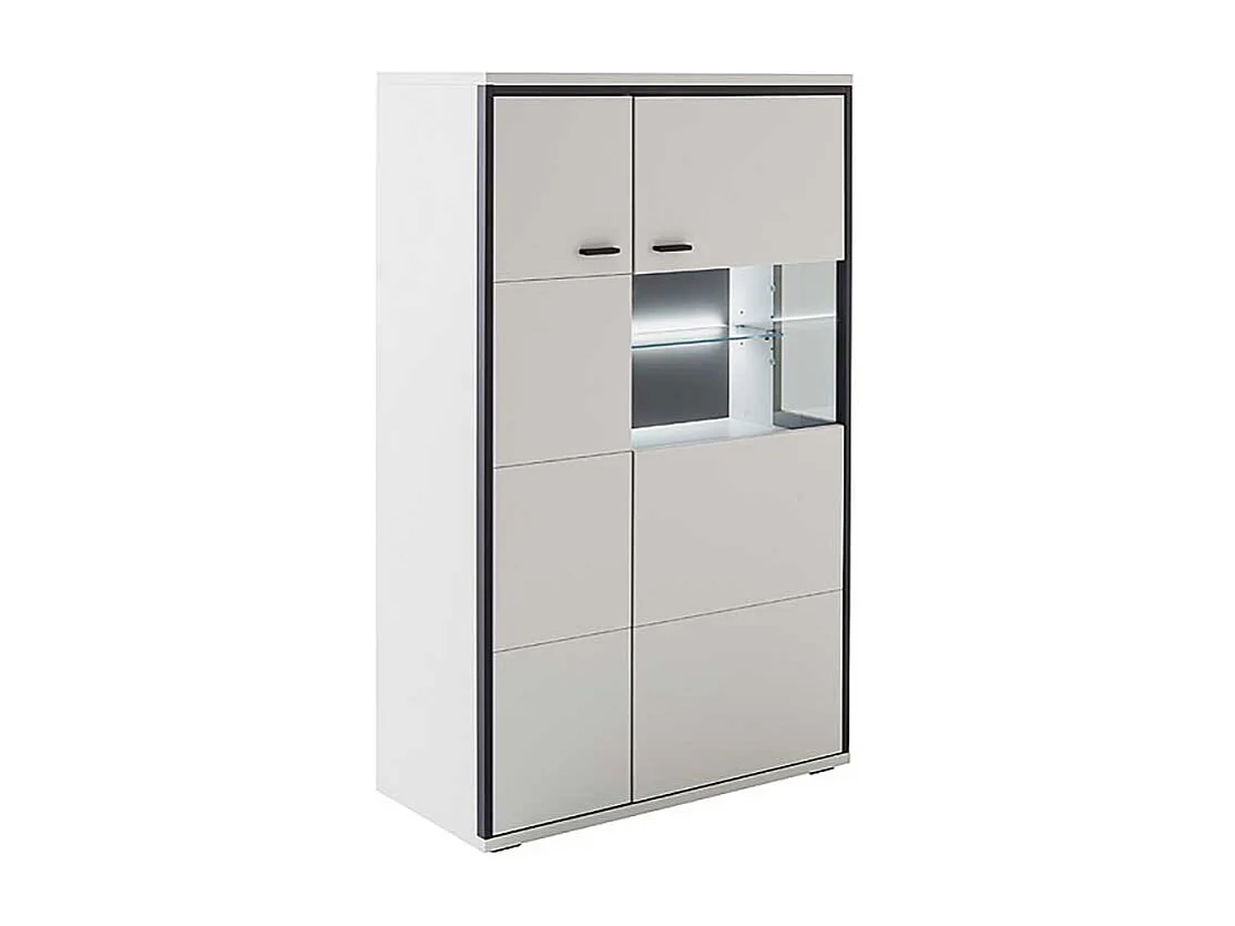 Esszimmer Highboard weiss und Schwarzgrau 136 cm hoch - 84 cm breit