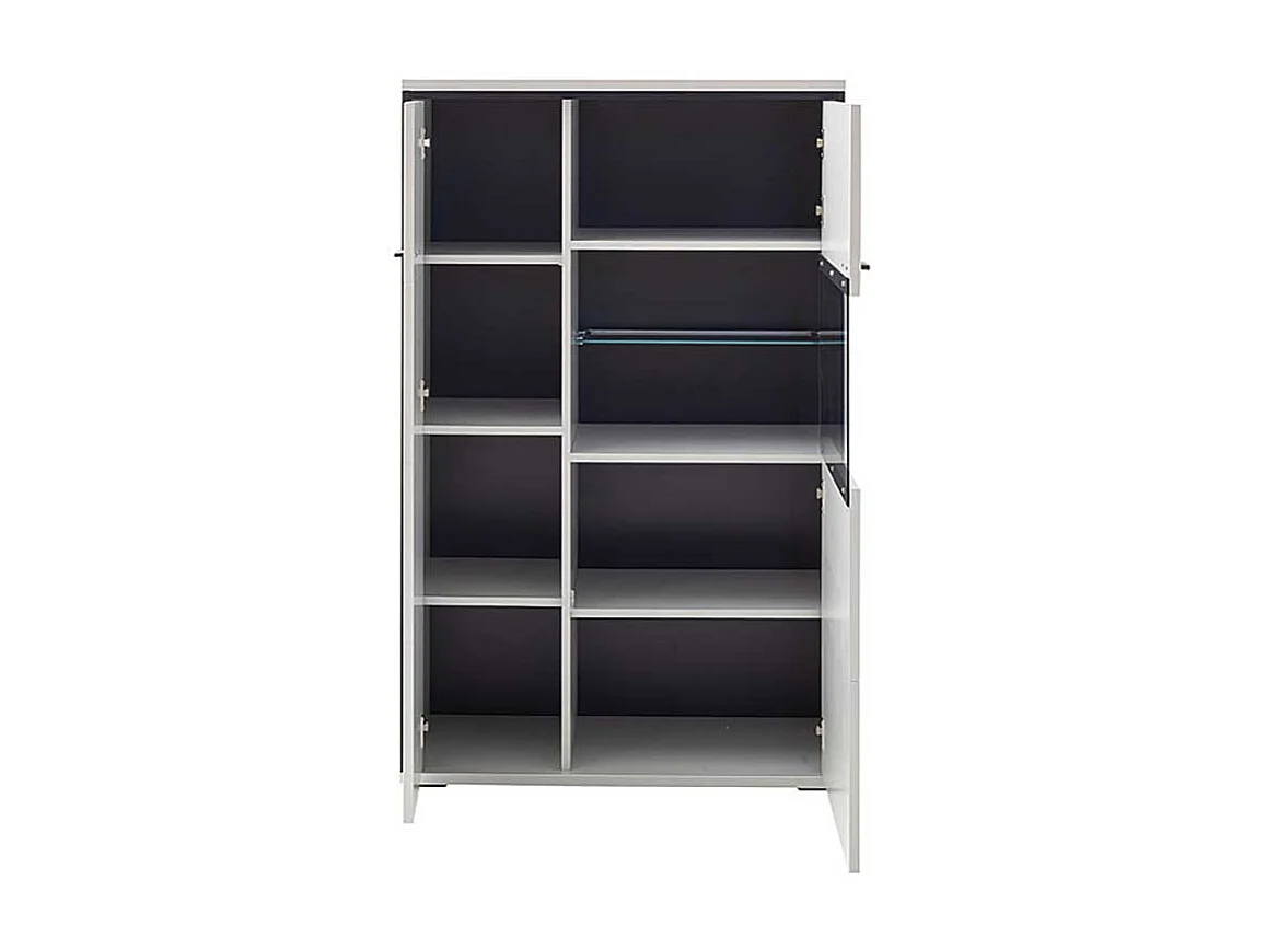 Esszimmer Highboard weiss und Schwarzgrau 136 cm hoch - 84 cm breit