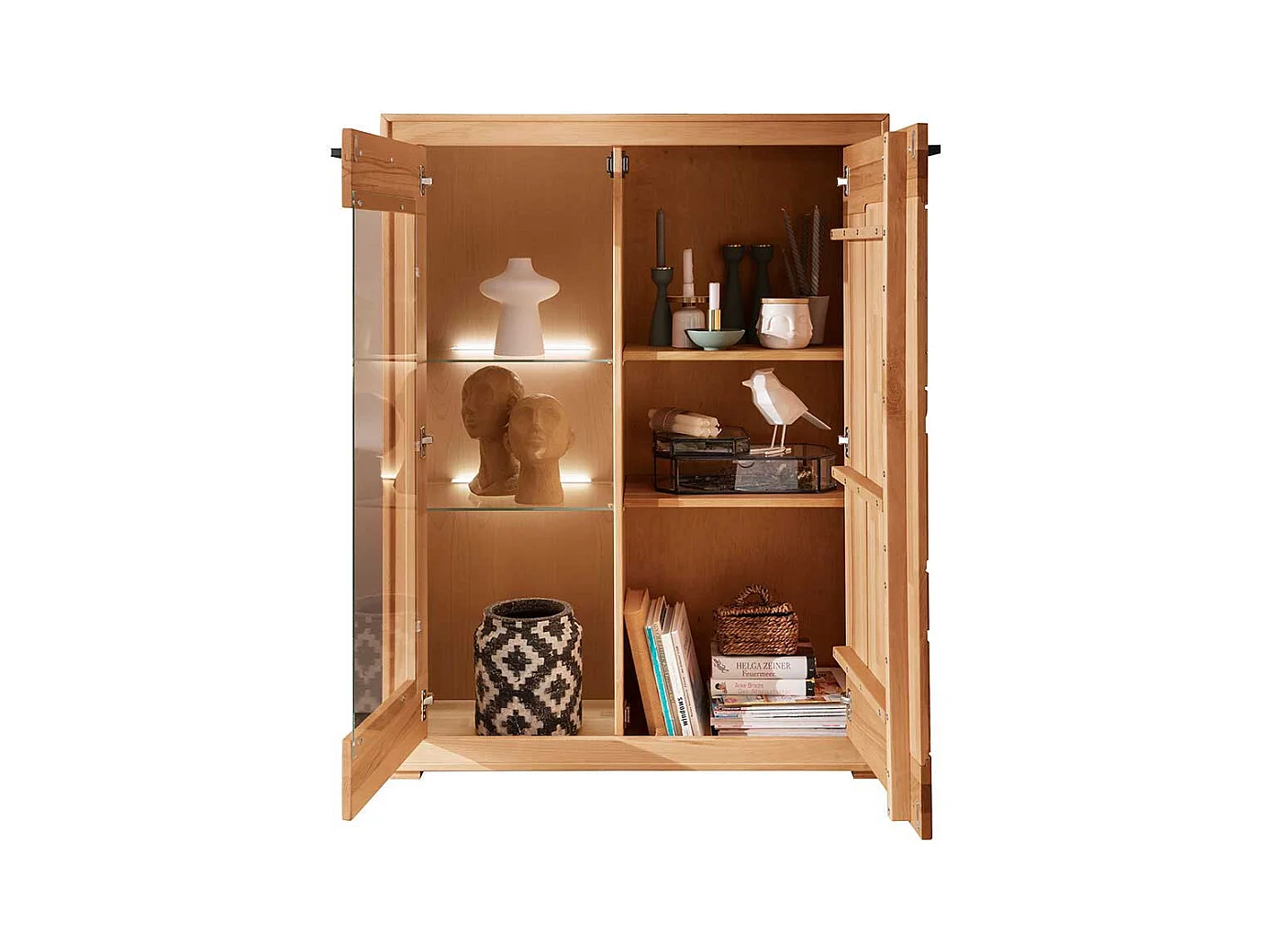 Wohnzimmer Highboard massiv aus Kernbuche und Hirnholz 135 cm hoch