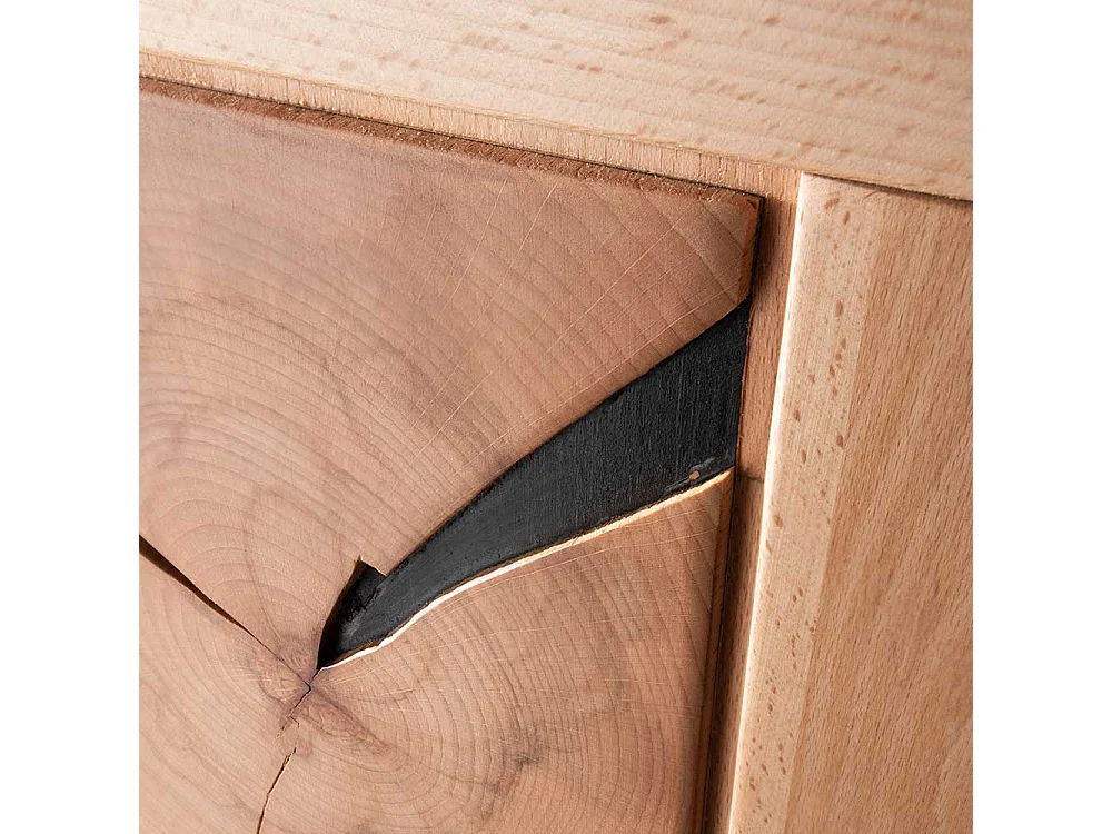 Wohnzimmer Highboard massiv aus Kernbuche und Hirnholz 135 cm hoch