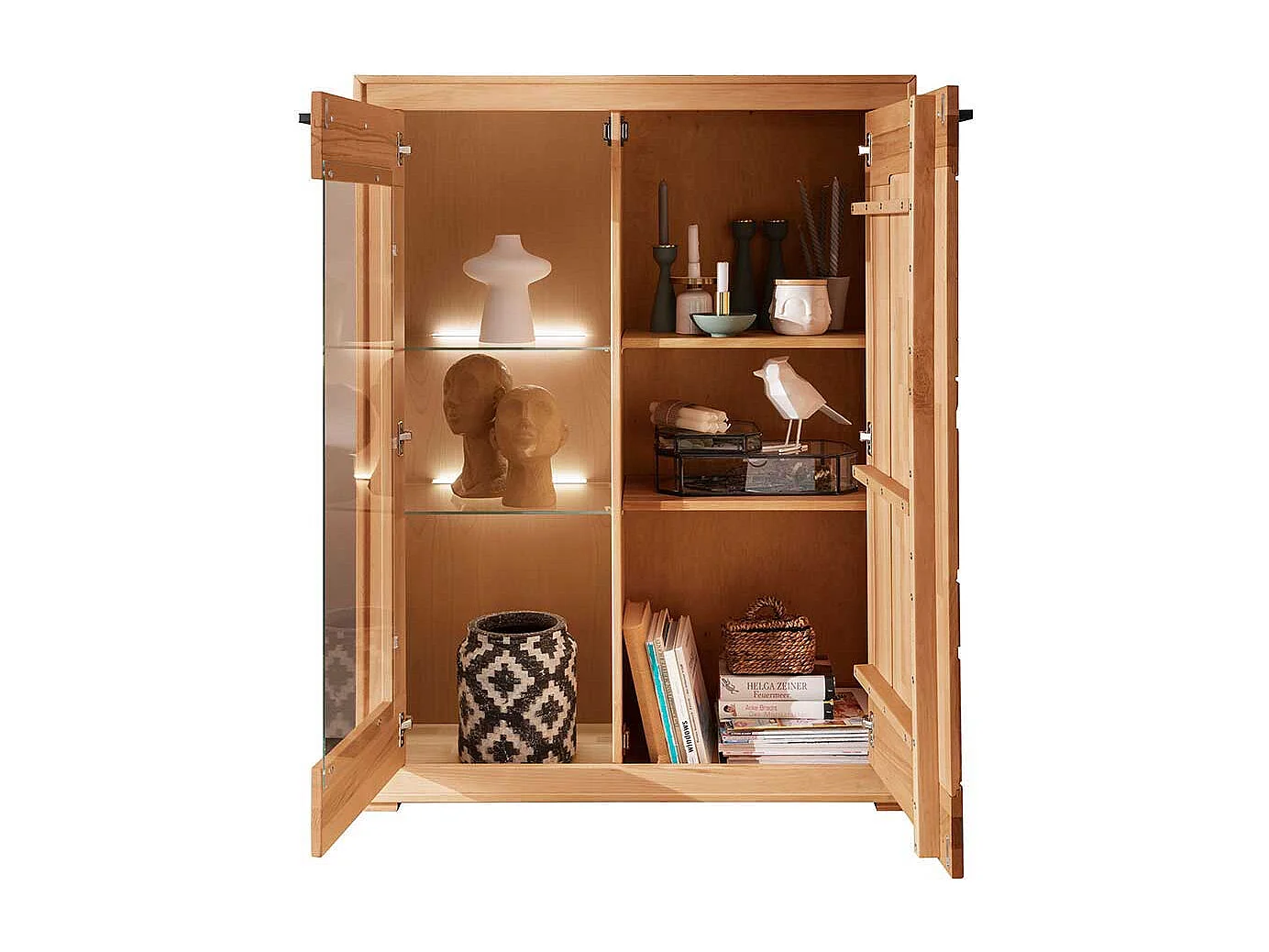Wohnzimmer Highboard massiv aus Kernbuche und Hirnholz 135 cm hoch