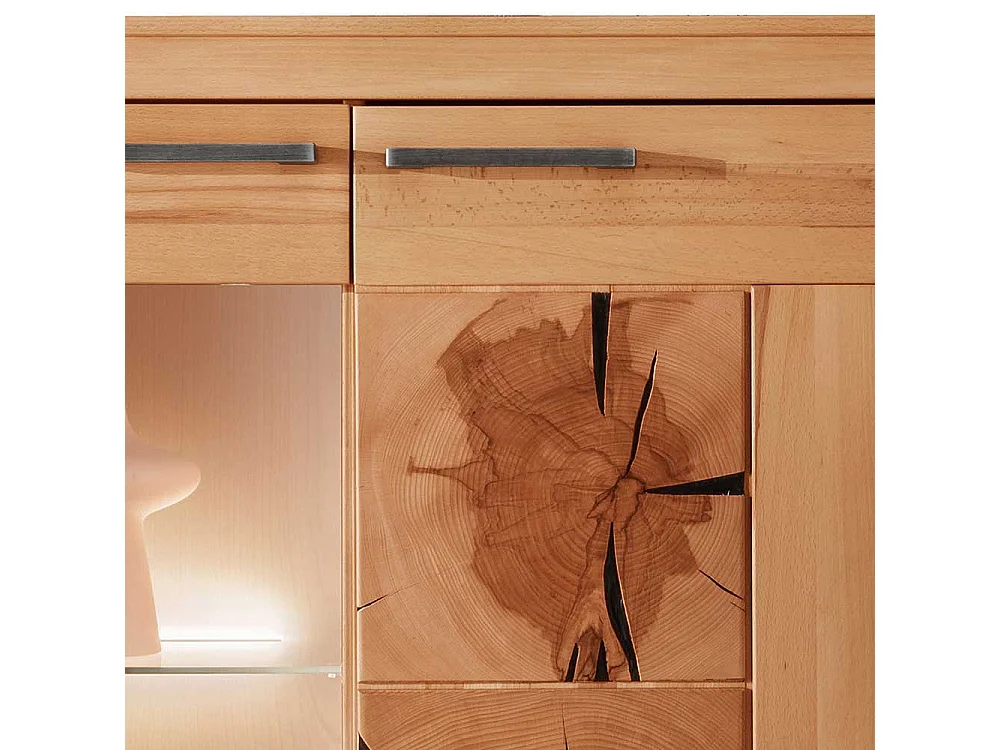 Wohnzimmer Highboard massiv aus Kernbuche und Hirnholz 135 cm hoch