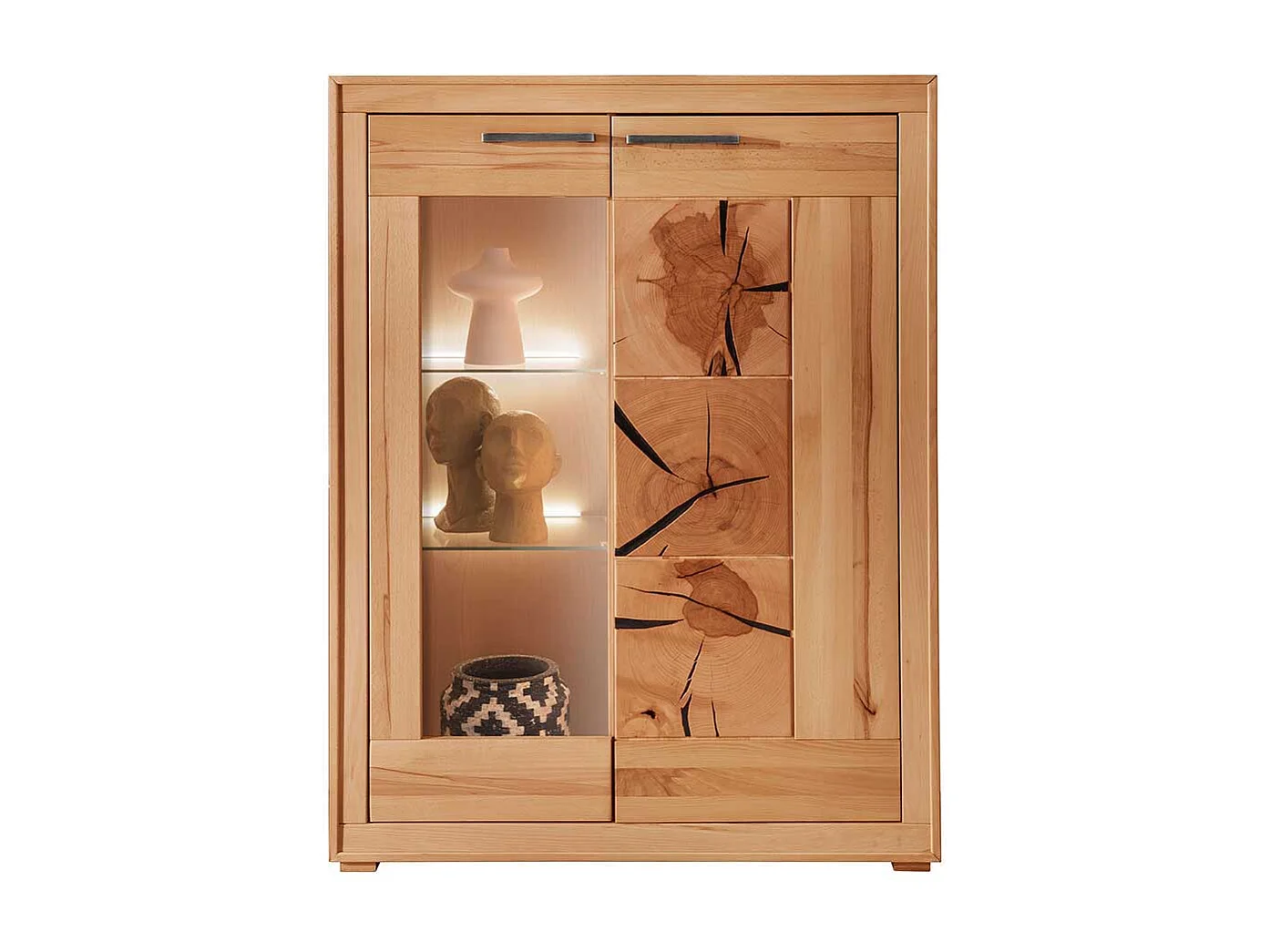 Wohnzimmer Highboard massiv aus Kernbuche und Hirnholz 135 cm hoch