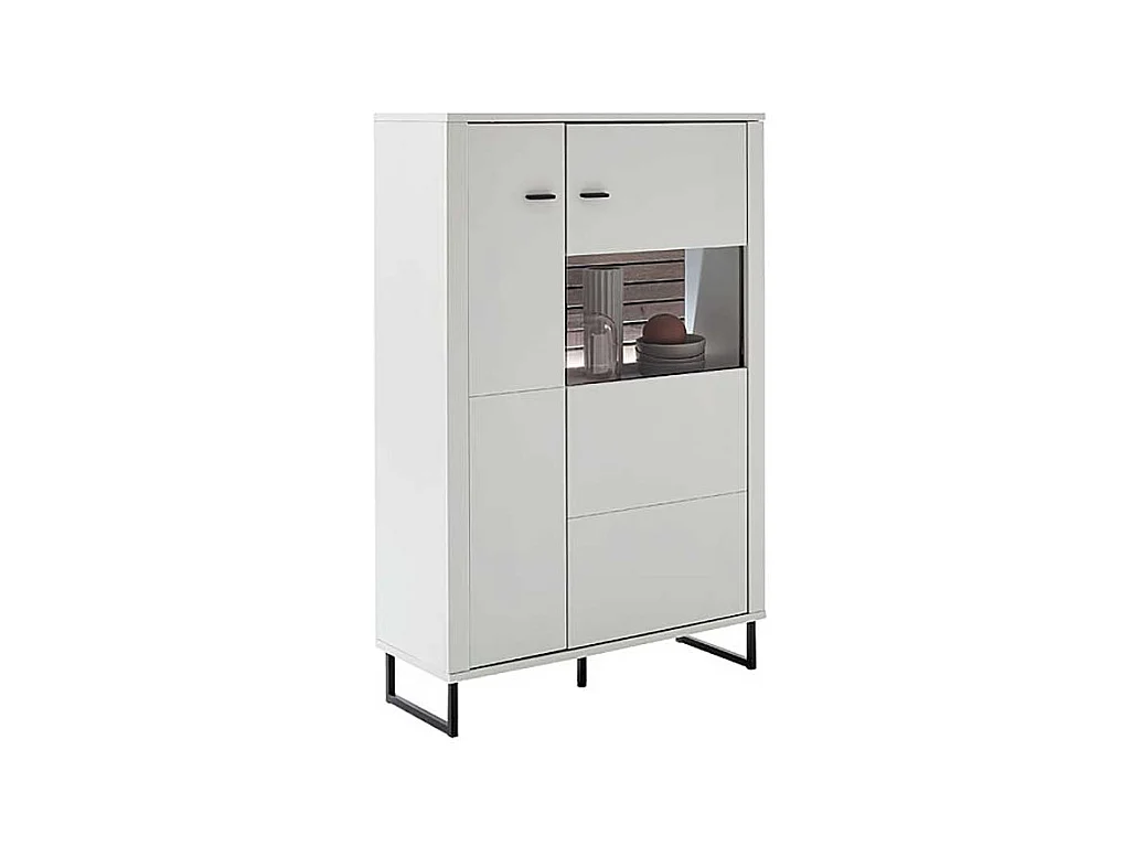 Weißes Highboard modern 100 cm breit Bügelgestell aus Metall