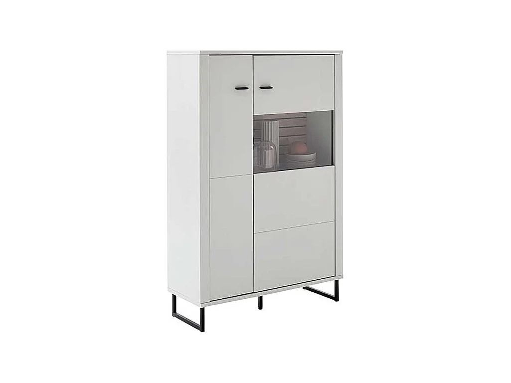 Weißes Highboard modern 100 cm breit Bügelgestell aus Metall