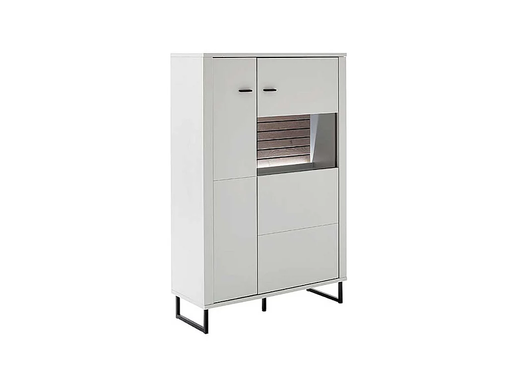 Weißes Highboard modern 100 cm breit Bügelgestell aus Metall
