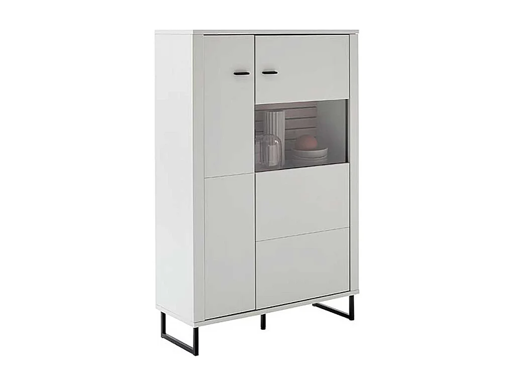 Weißes Highboard modern 100 cm breit Bügelgestell aus Metall